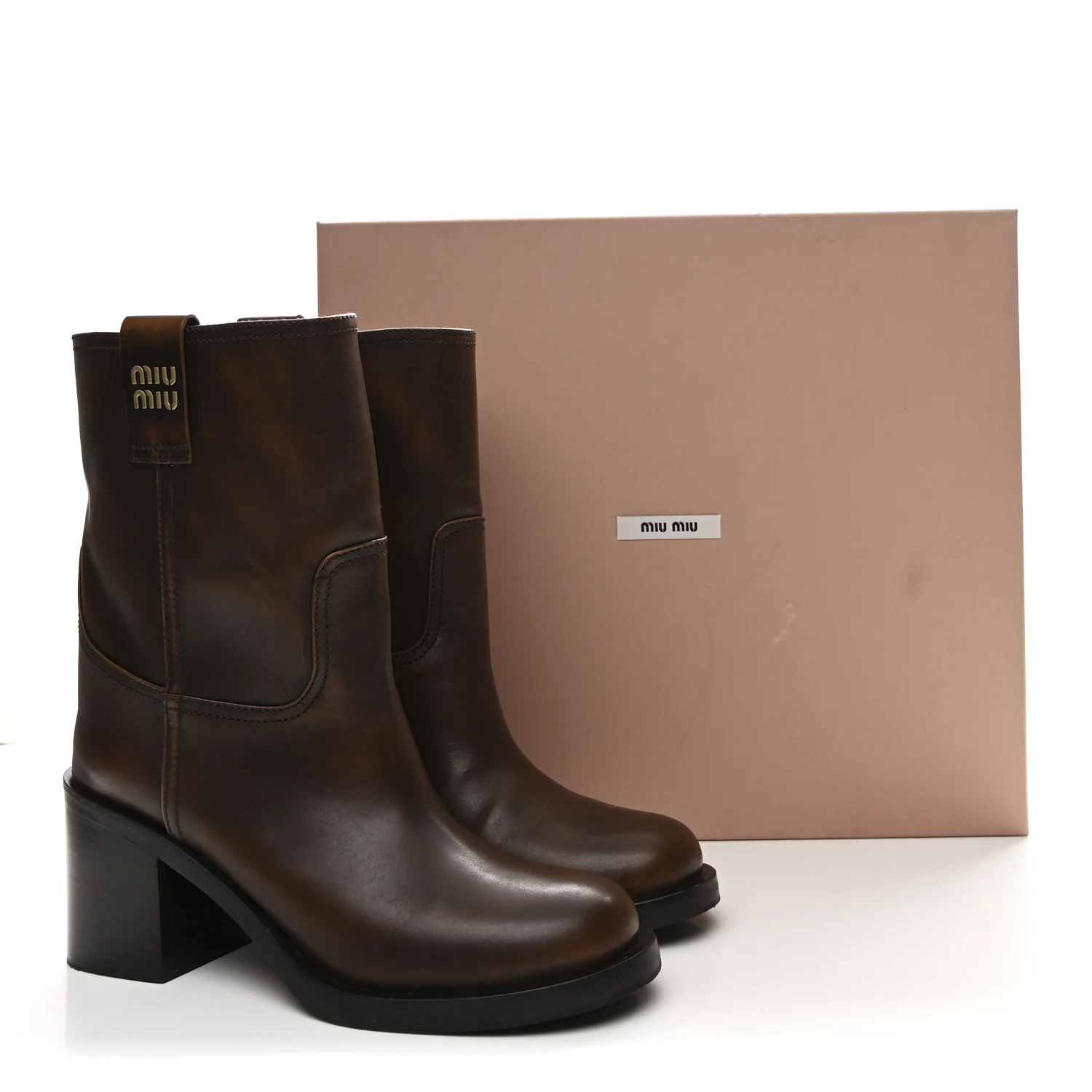 Vitello Fume Moto Booties 38.5 Bruciato - Image 10