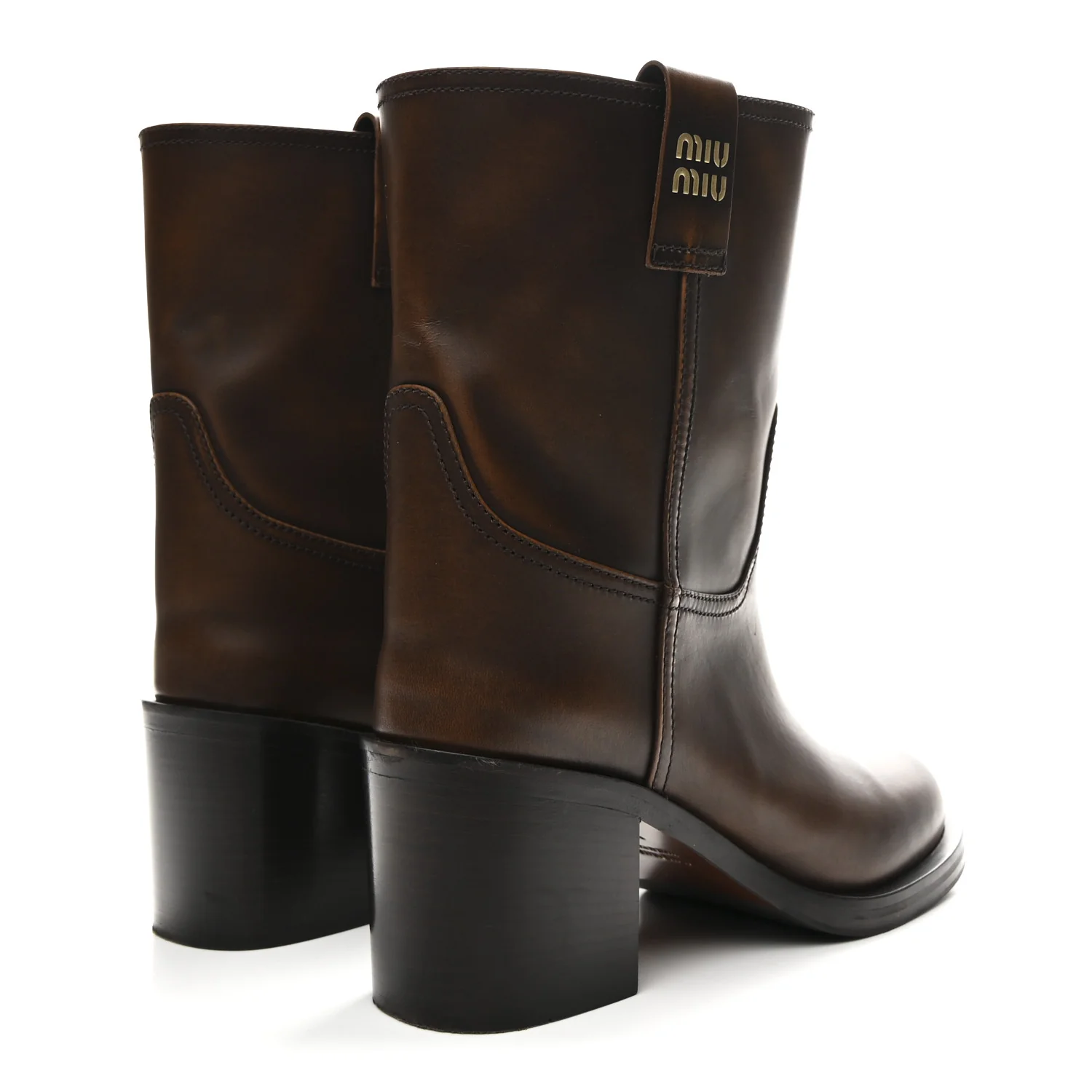Vitello Fume Moto Booties 38.5 Bruciato - Image 5