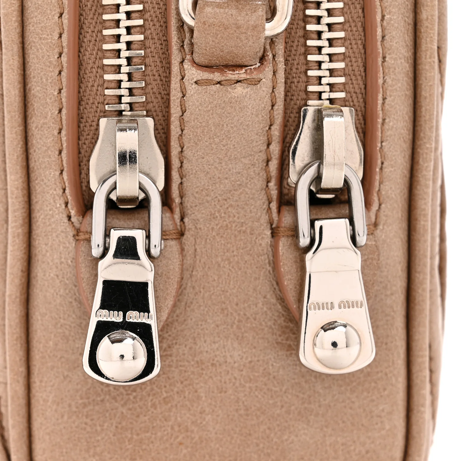 Vitello Lux Matelasse Double Zip Chain Crossbody Bag Cammeo - Image 12