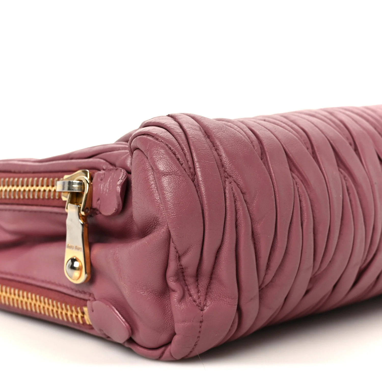 Vitello Lux Matelasse Double Zip Shoulder Bag Rosa - Image 12