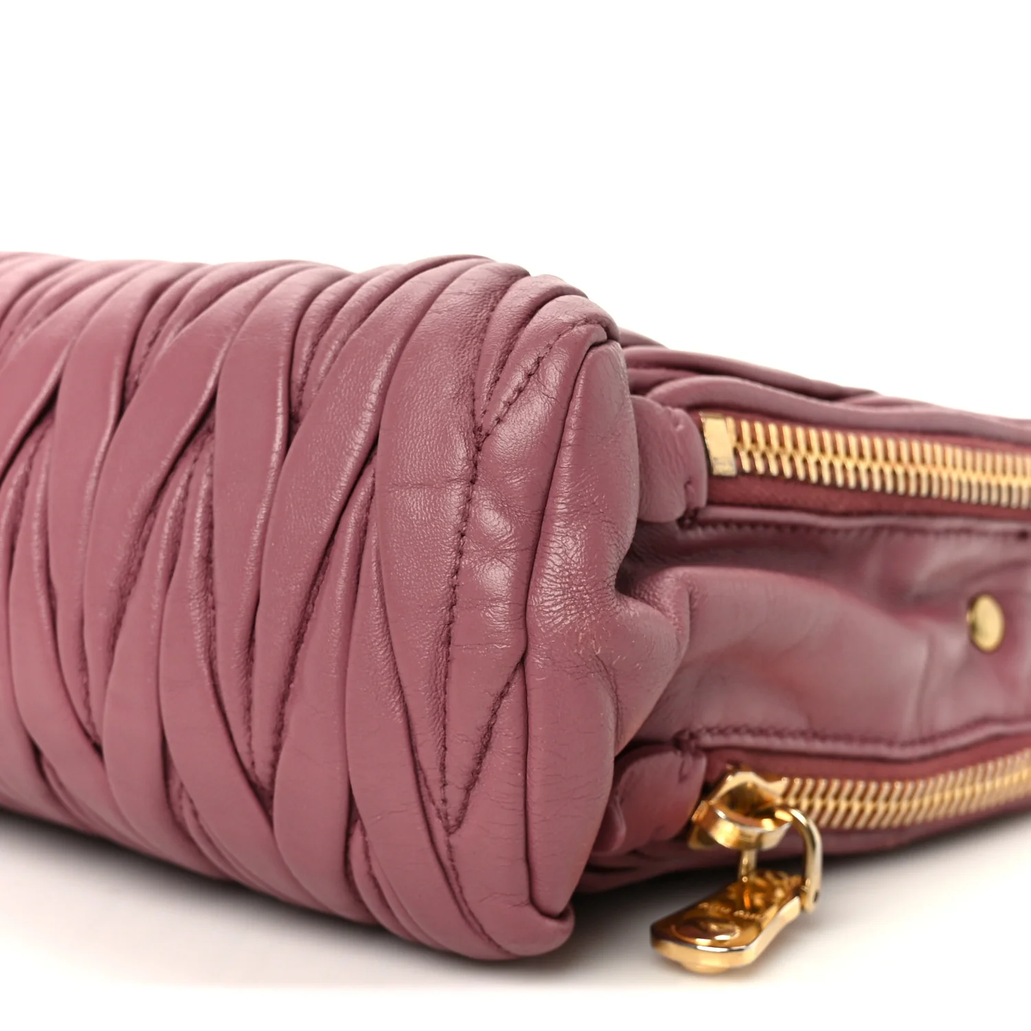 Vitello Lux Matelasse Double Zip Shoulder Bag Rosa - Image 13