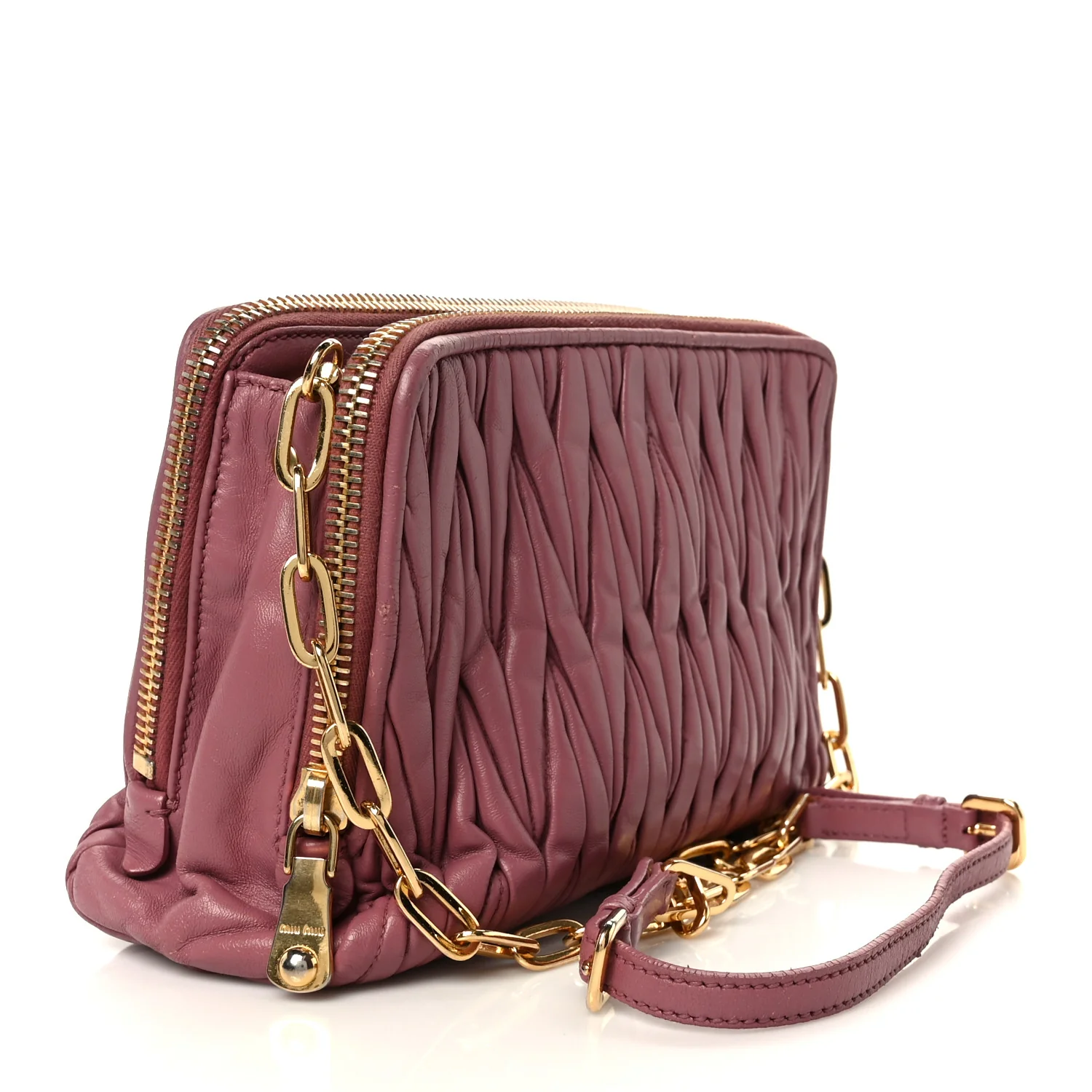Vitello Lux Matelasse Double Zip Shoulder Bag Rosa - Image 3