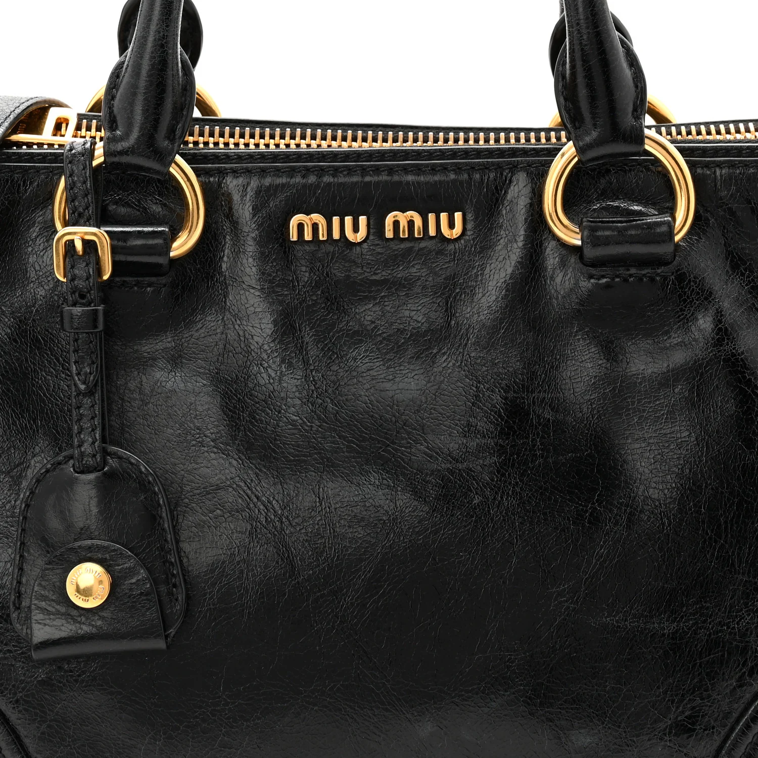 Vitello Shine Top Handle Satchel Black - Image 15