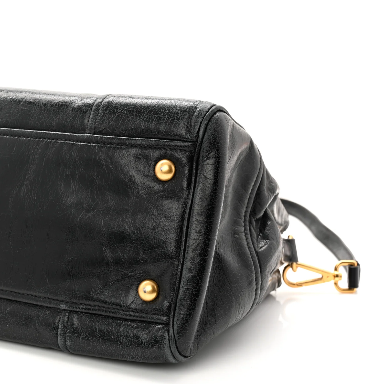 Vitello Shine Top Handle Satchel Black - Image 19