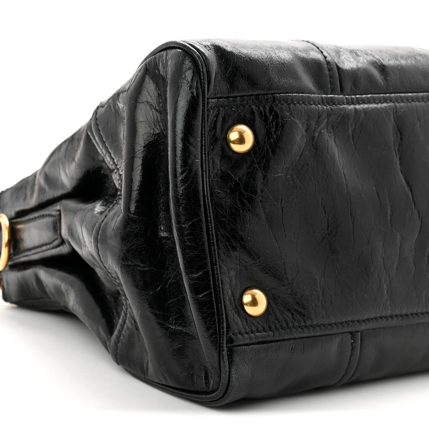 Vitello Shine Top Handle Satchel Black - Image 7
