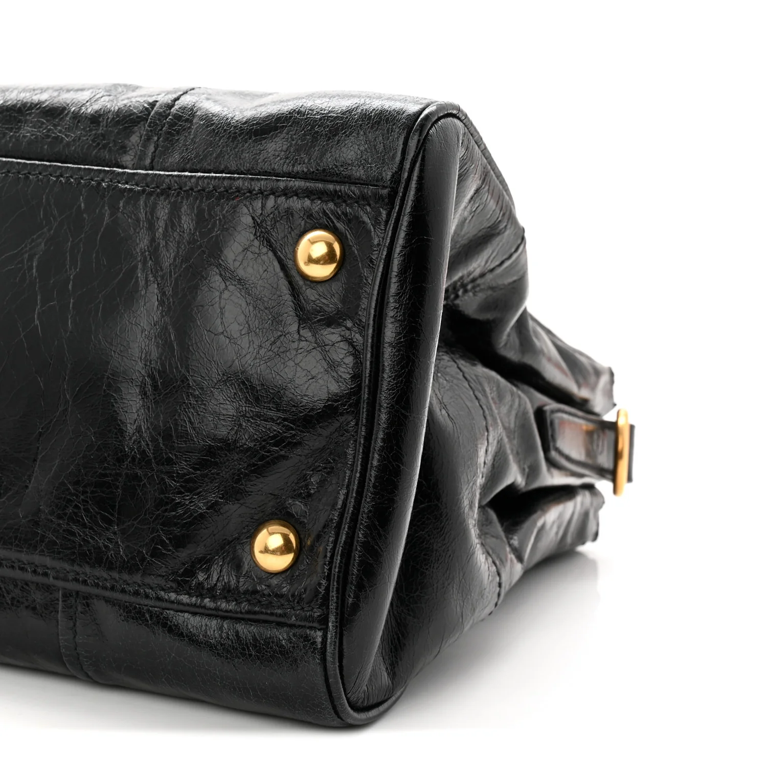 Vitello Shine Top Handle Satchel Black - Image 8