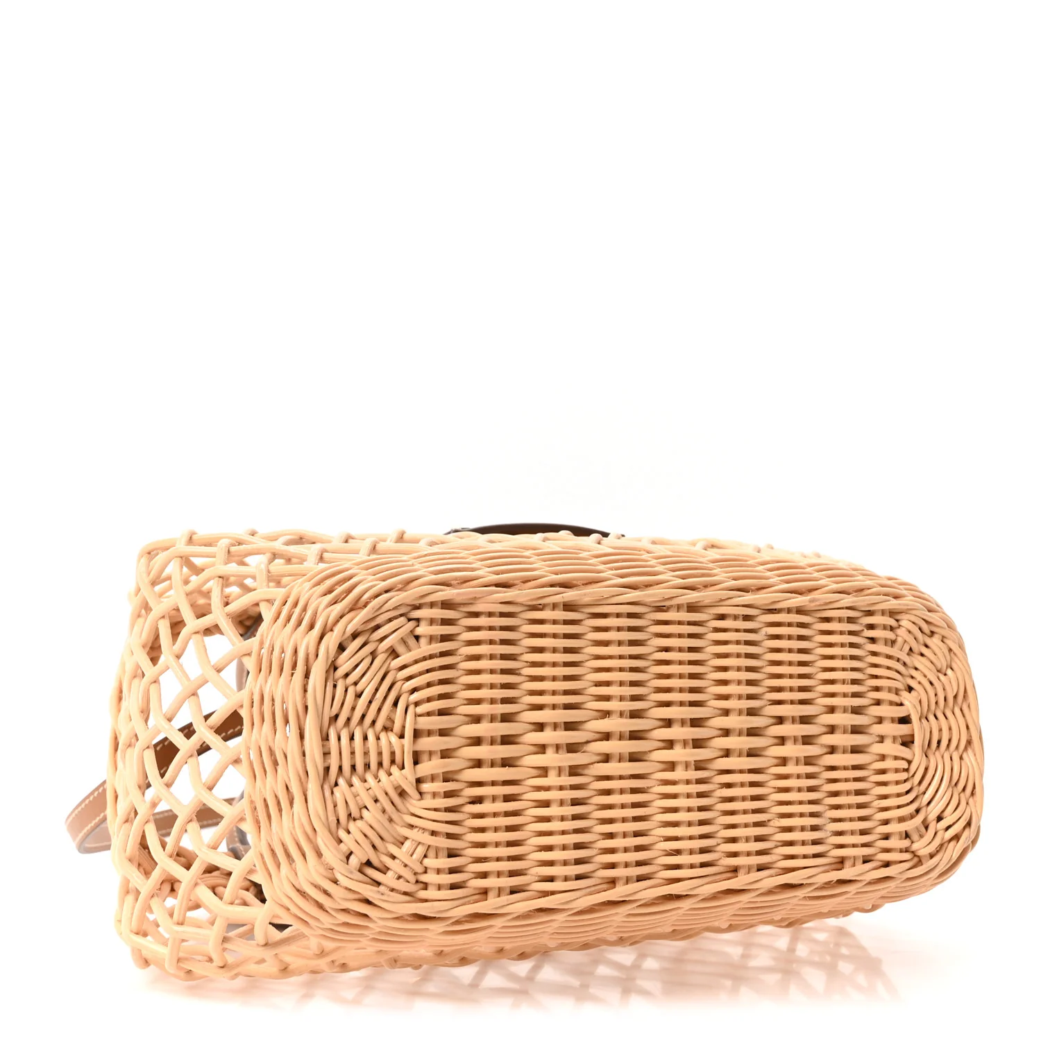 Woven Fabric Calfskin Logo Basket Bag Naturale Caramel - Image 5