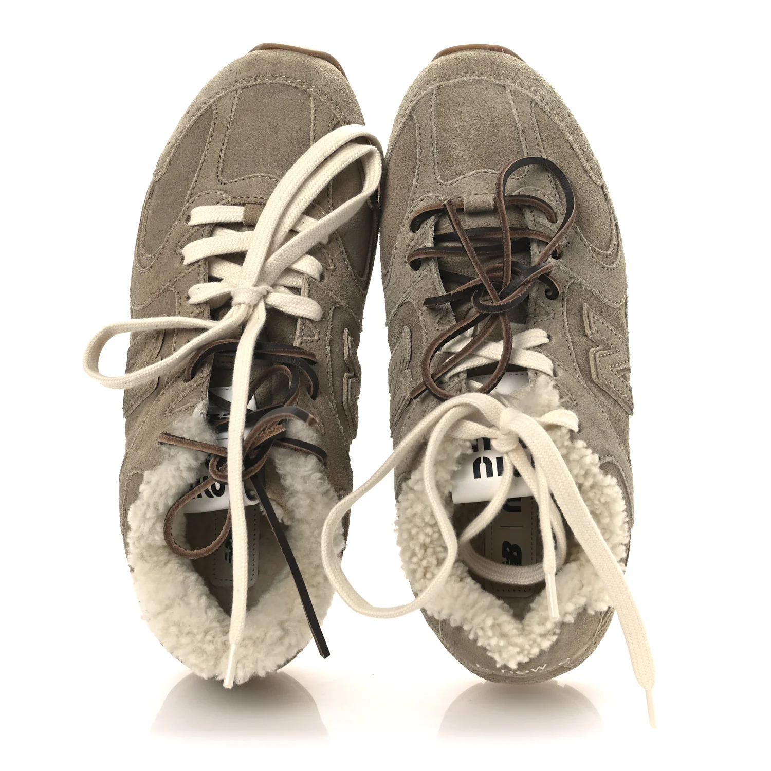 X NEW BALANCE Suede Shearling 530 SL Sneakers 36 Bleached Ecru - Image 2