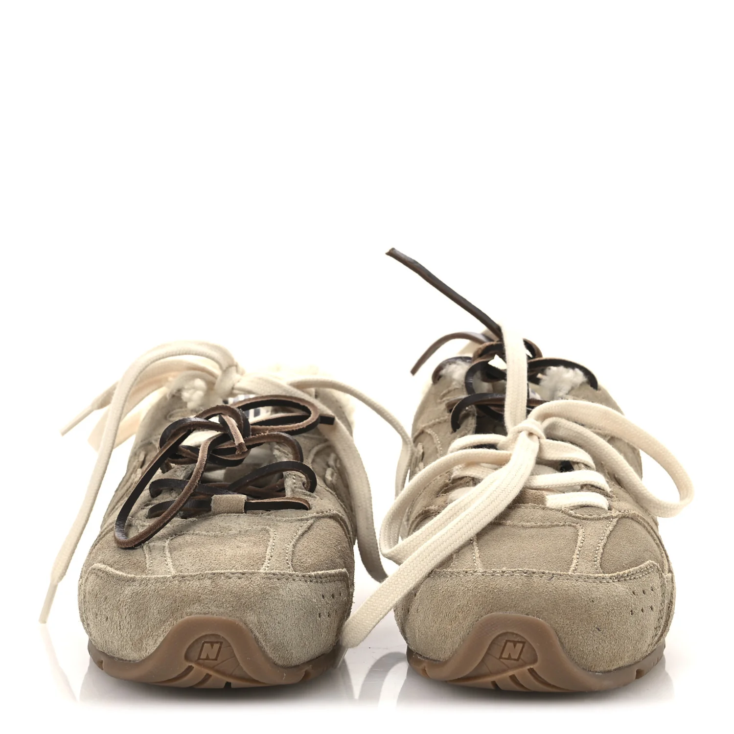 X NEW BALANCE Suede Shearling 530 SL Sneakers 36 Bleached Ecru - Image 3