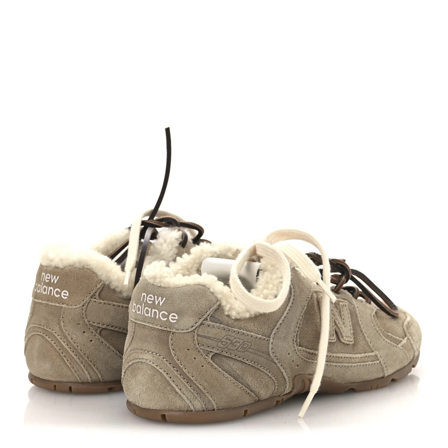 X NEW BALANCE Suede Shearling 530 SL Sneakers 36 Bleached Ecru - Image 5