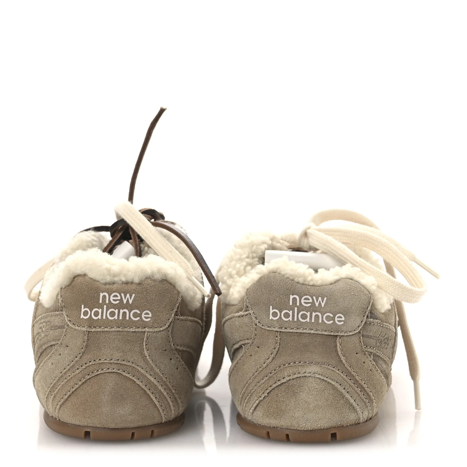X NEW BALANCE Suede Shearling 530 SL Sneakers 36 Bleached Ecru - Image 6