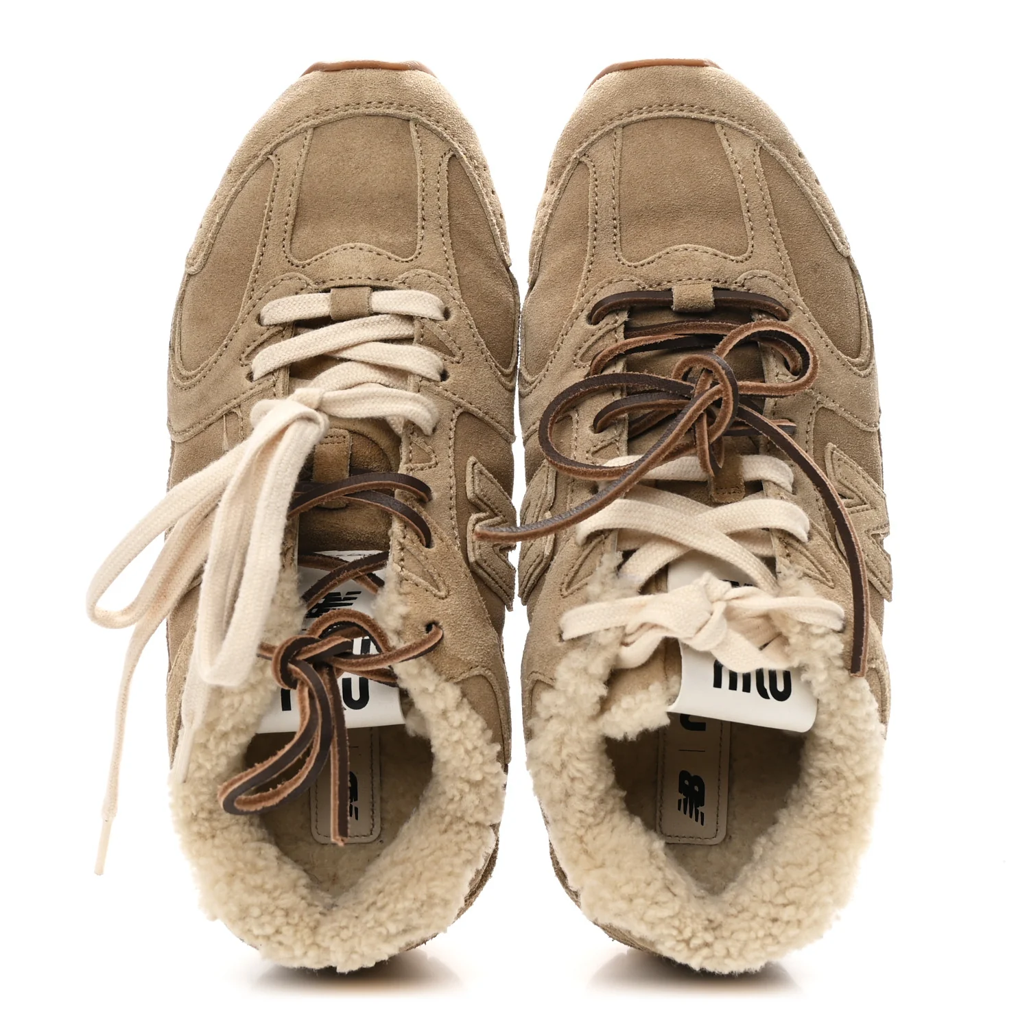 X NEW BALANCE Suede Shearling 530 SL Sneakers 37 Ecru - Image 2