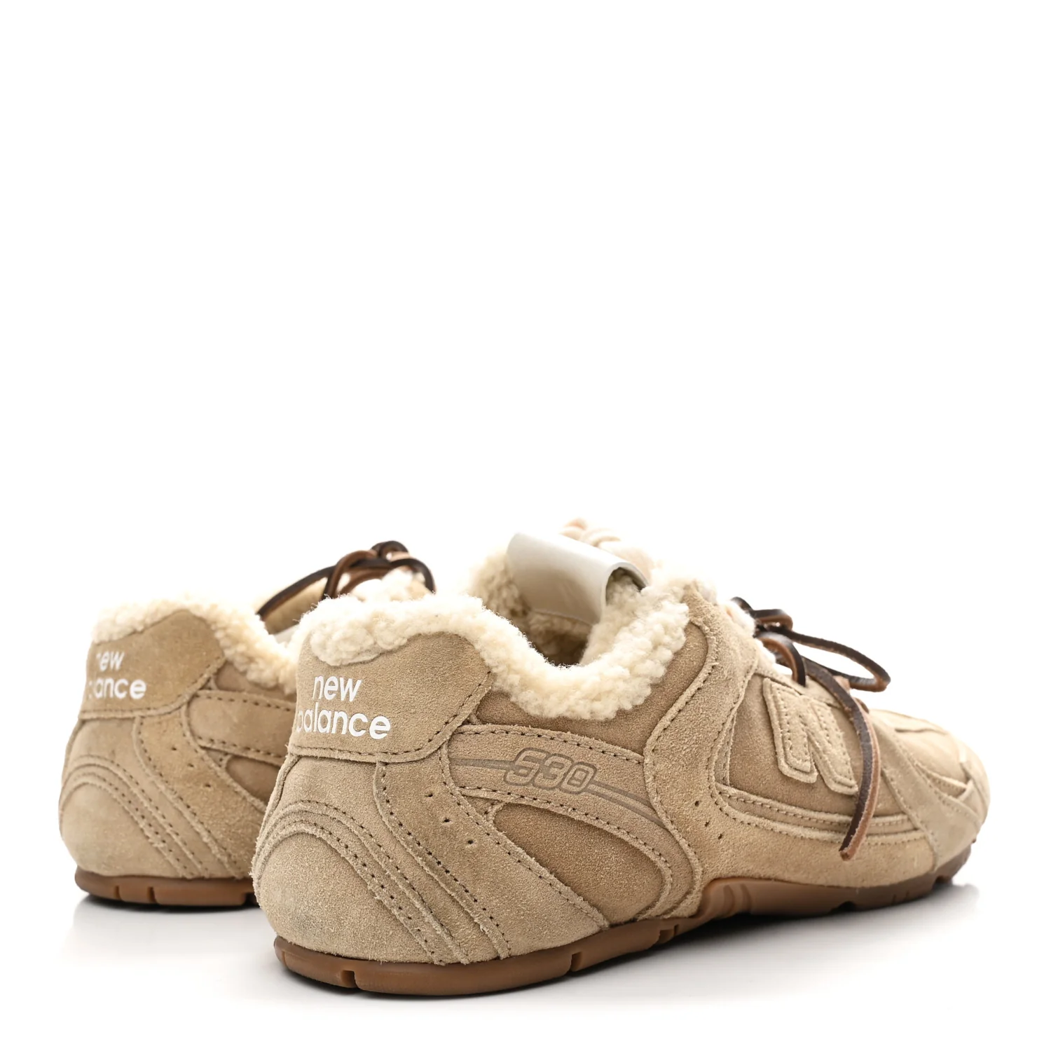 X NEW BALANCE Suede Shearling 530 SL Sneakers 37 Ecru - Image 5