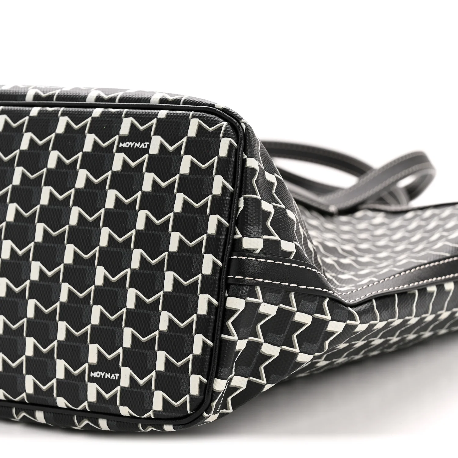 Calfskin Canvas M Tote PM Black White - Image 11