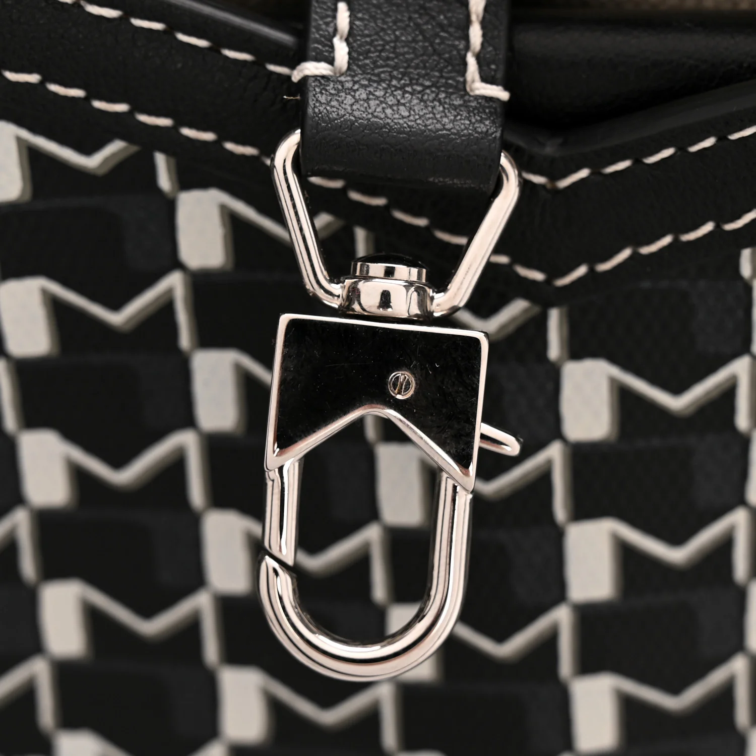 Calfskin Canvas M Tote PM Black White - Image 12