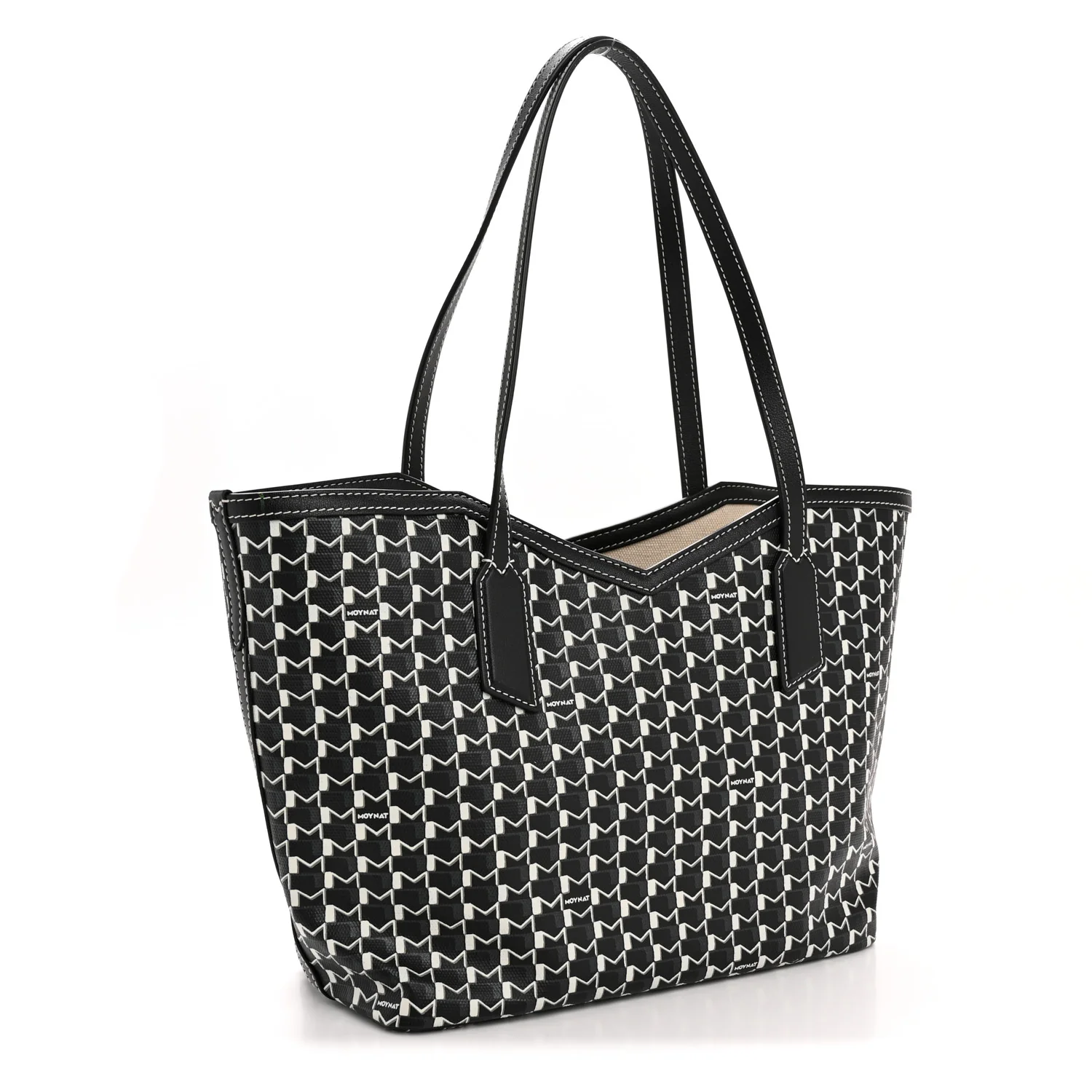 Calfskin Canvas M Tote PM Black White - Image 4