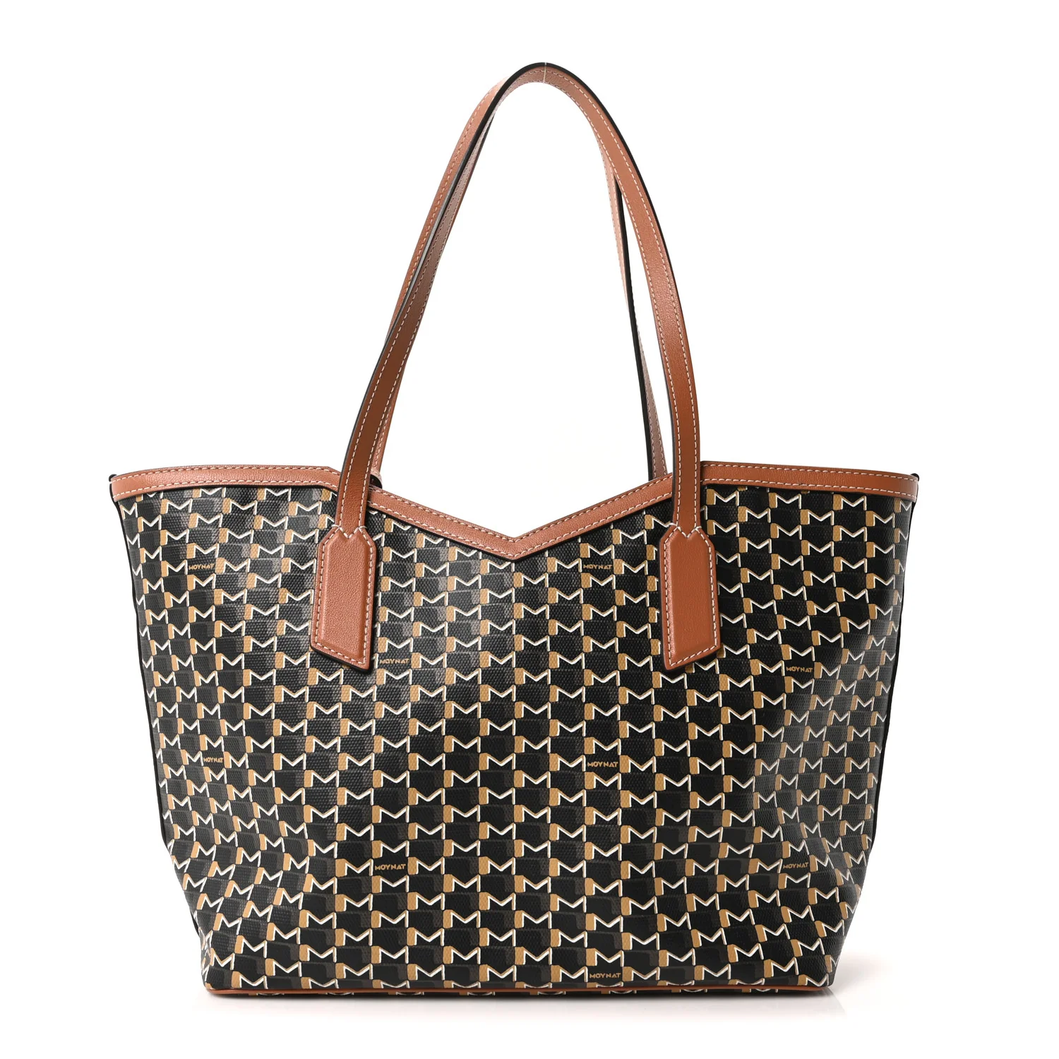 Calfskin Canvas M Tote PM Brown