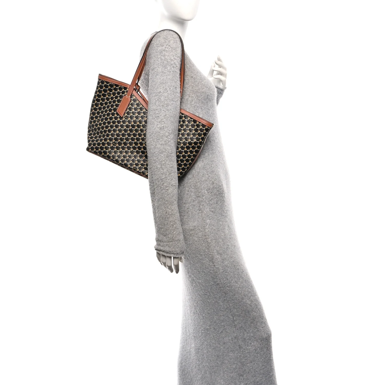 Calfskin Canvas M Tote PM Brown - Image 2
