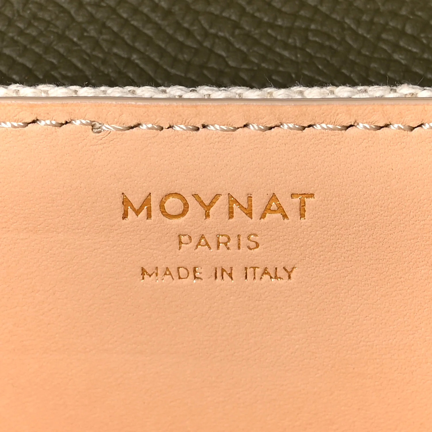 Cotton Canvas Linen Calfskin Gabrielle Clutch Olive Green - Image 7