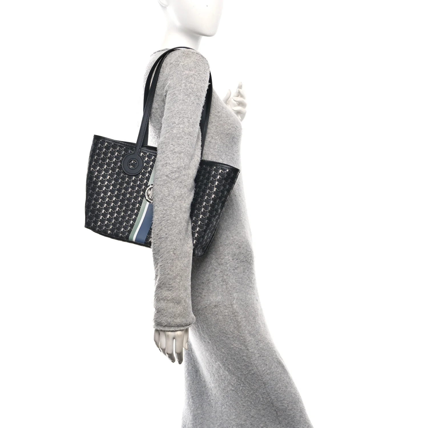 Grained Calfskin Canvas 1920 Oh! Tote Ruban PM Carbon Silver - Image 2