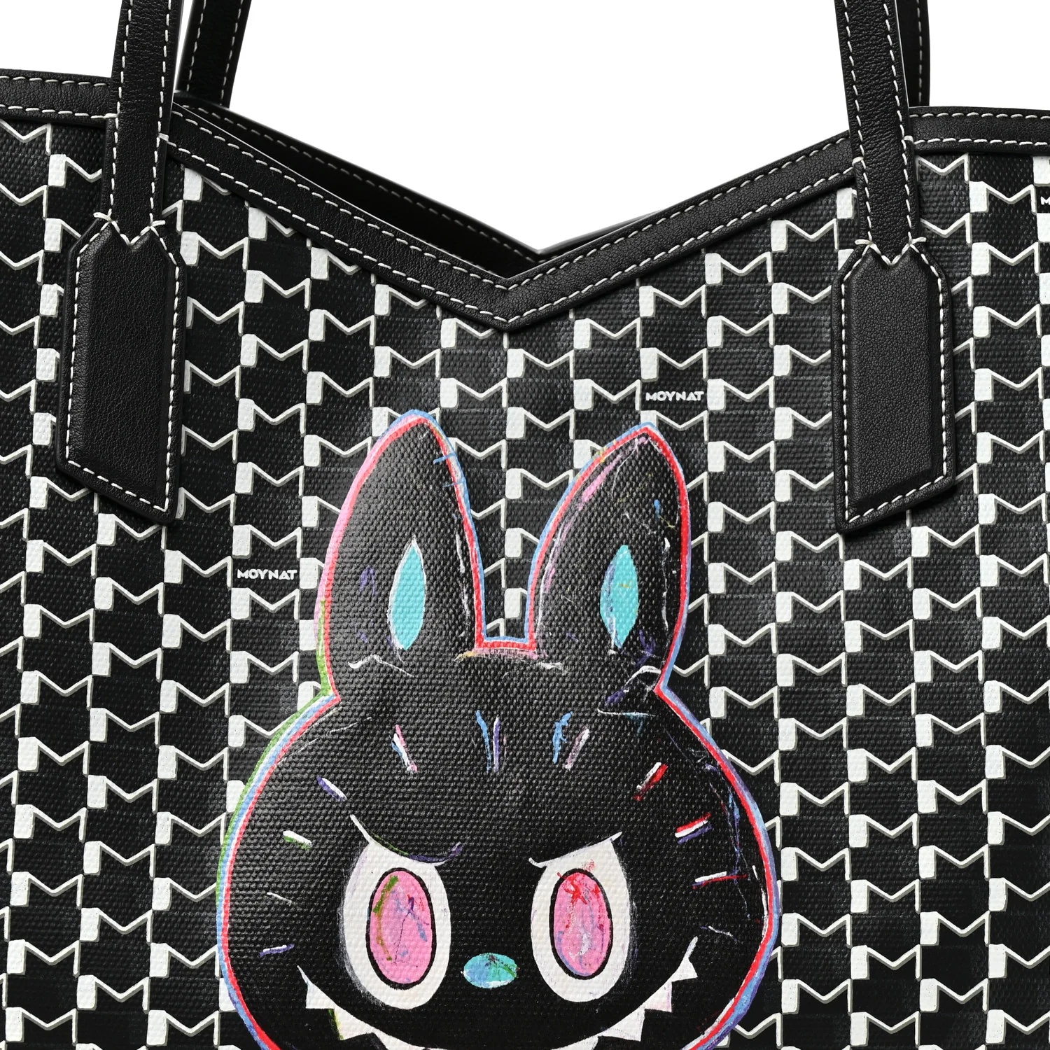 X KASING LUNG Calfskin Canvas M Labubu Tote GM Black - Image 9