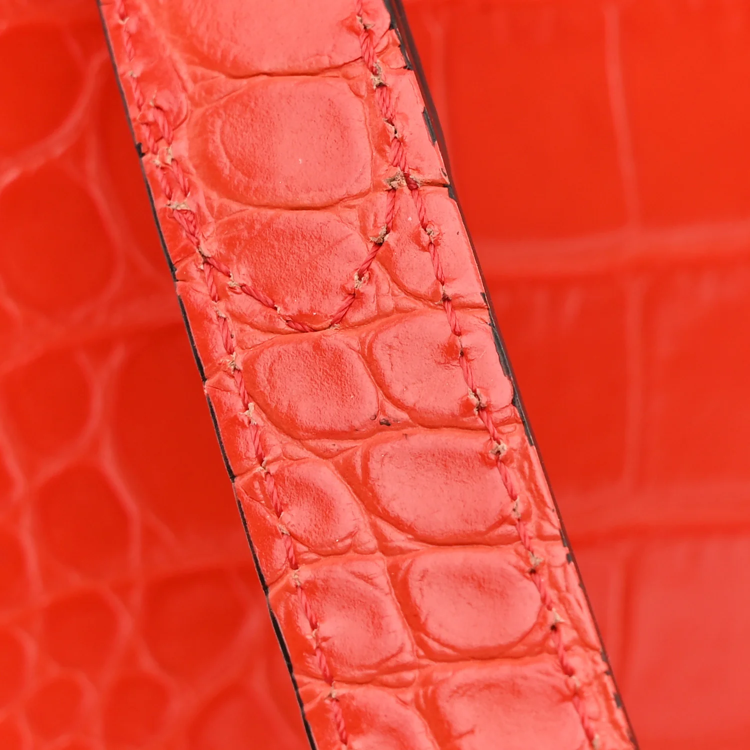 Calfskin Crocodile Embossed Medium Harlow Satchel Orange - Image 11
