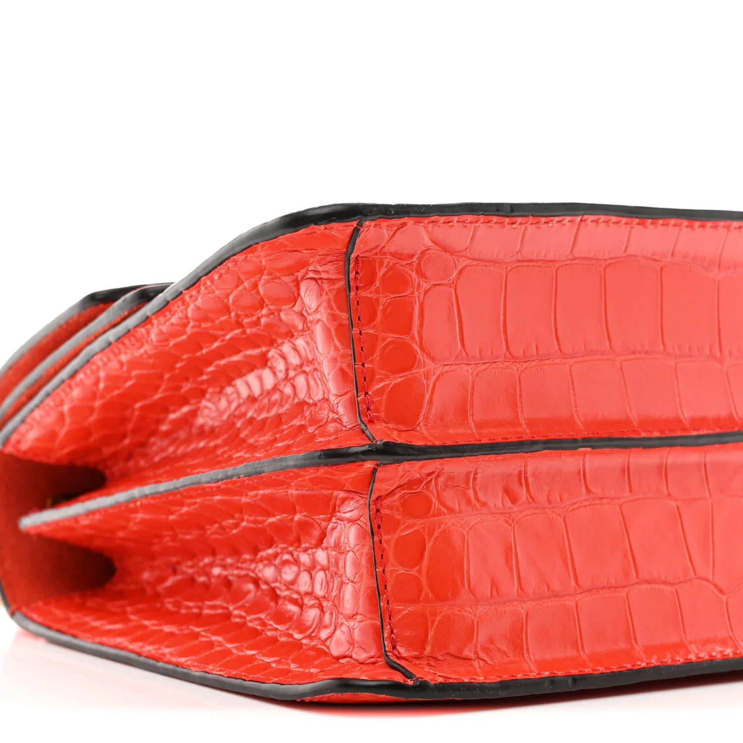 Calfskin Crocodile Embossed Medium Harlow Satchel Orange - Image 9