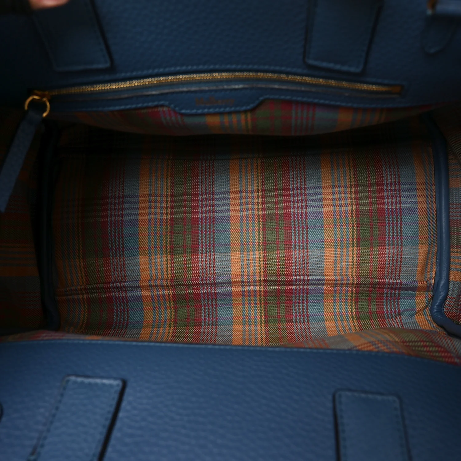 Classic Grain Calfskin Belted Bayswater Tote Blue - Image 5