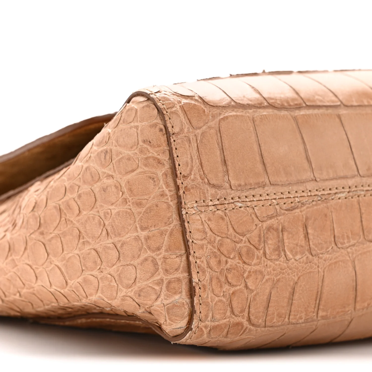 Nappa Crocodile Embossed Medium Lily Flap Camel - Image 10