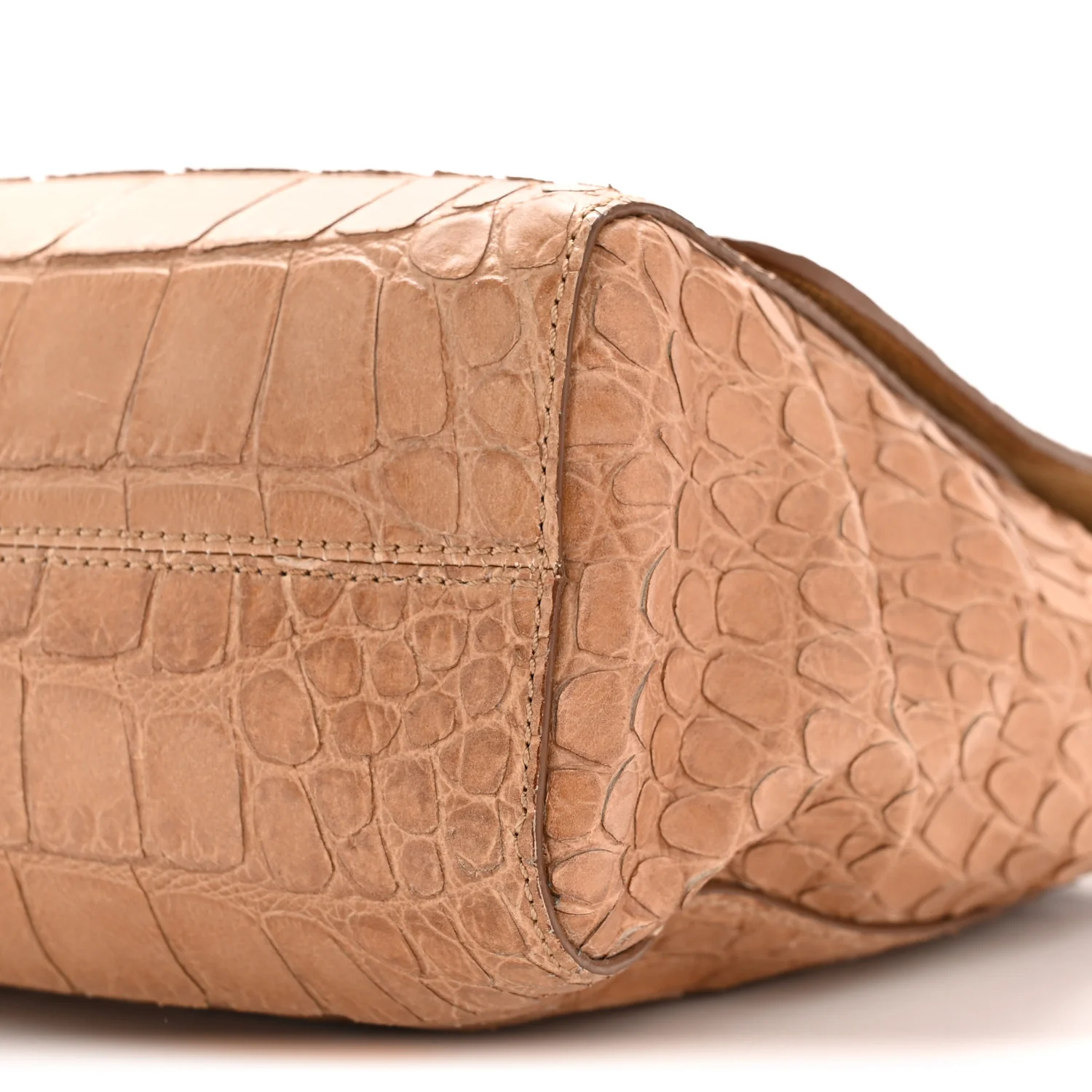 Nappa Crocodile Embossed Medium Lily Flap Camel - Image 11