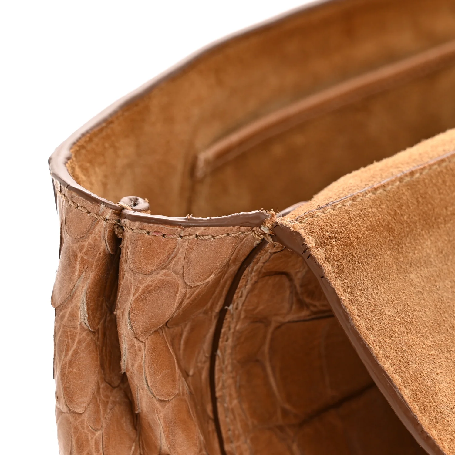 Nappa Crocodile Embossed Medium Lily Flap Camel - Image 13