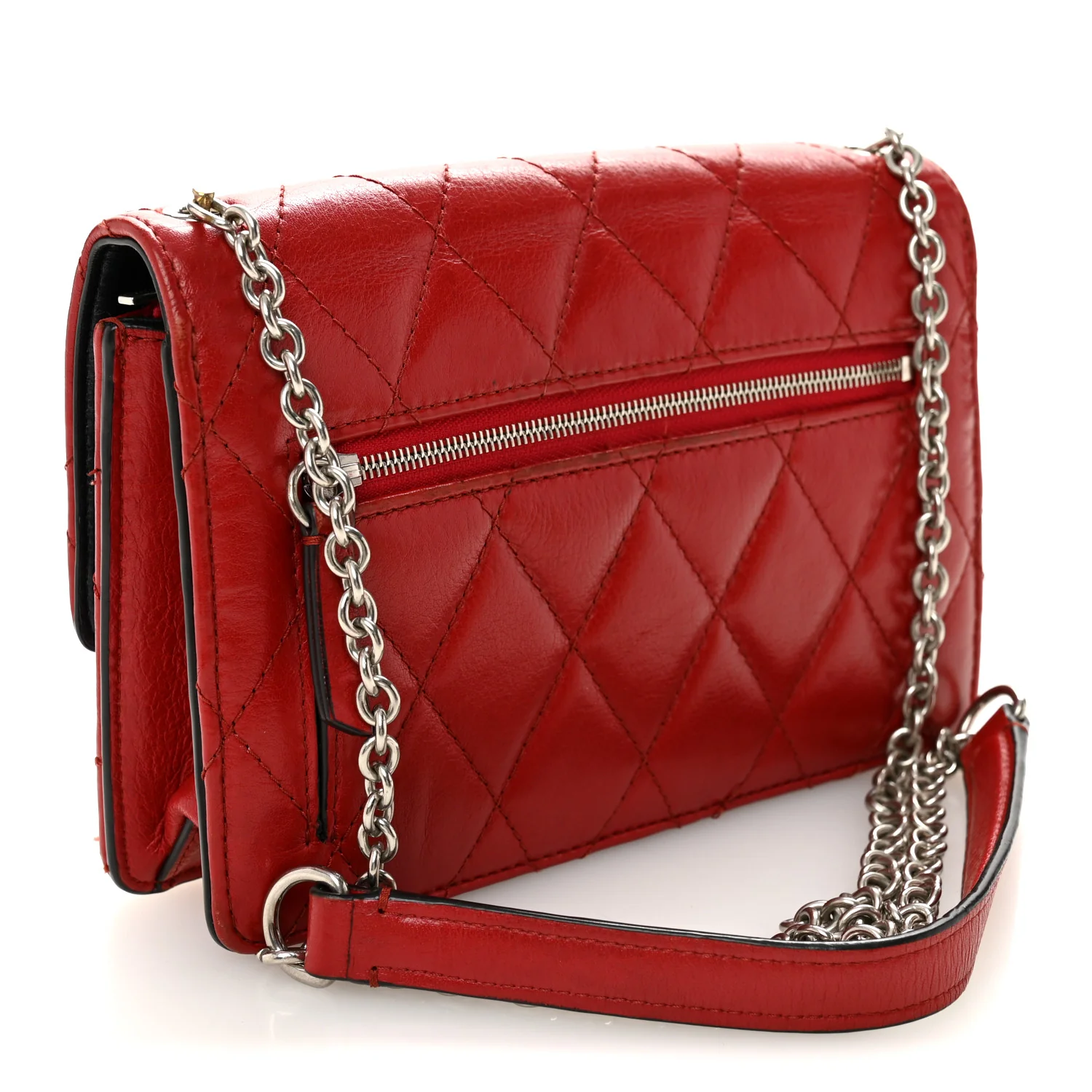 Shiny Buffalo Quilted Darley Shoulder Bag Red - Image 3