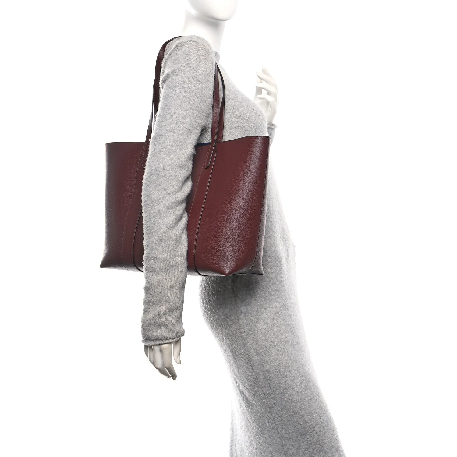 Small Classic Grain Bayswater Tote Burgundy Oxford Blue - Image 2