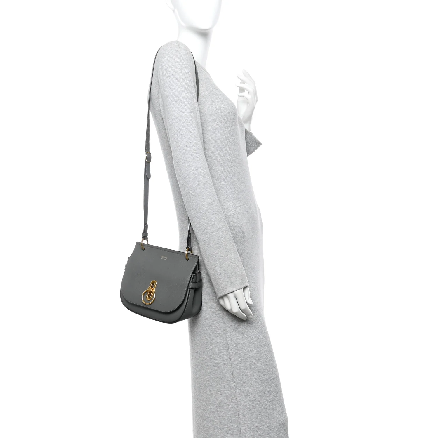 Small Classic Grain Calfskin Small Amberley Satchel Charcoal - Image 2