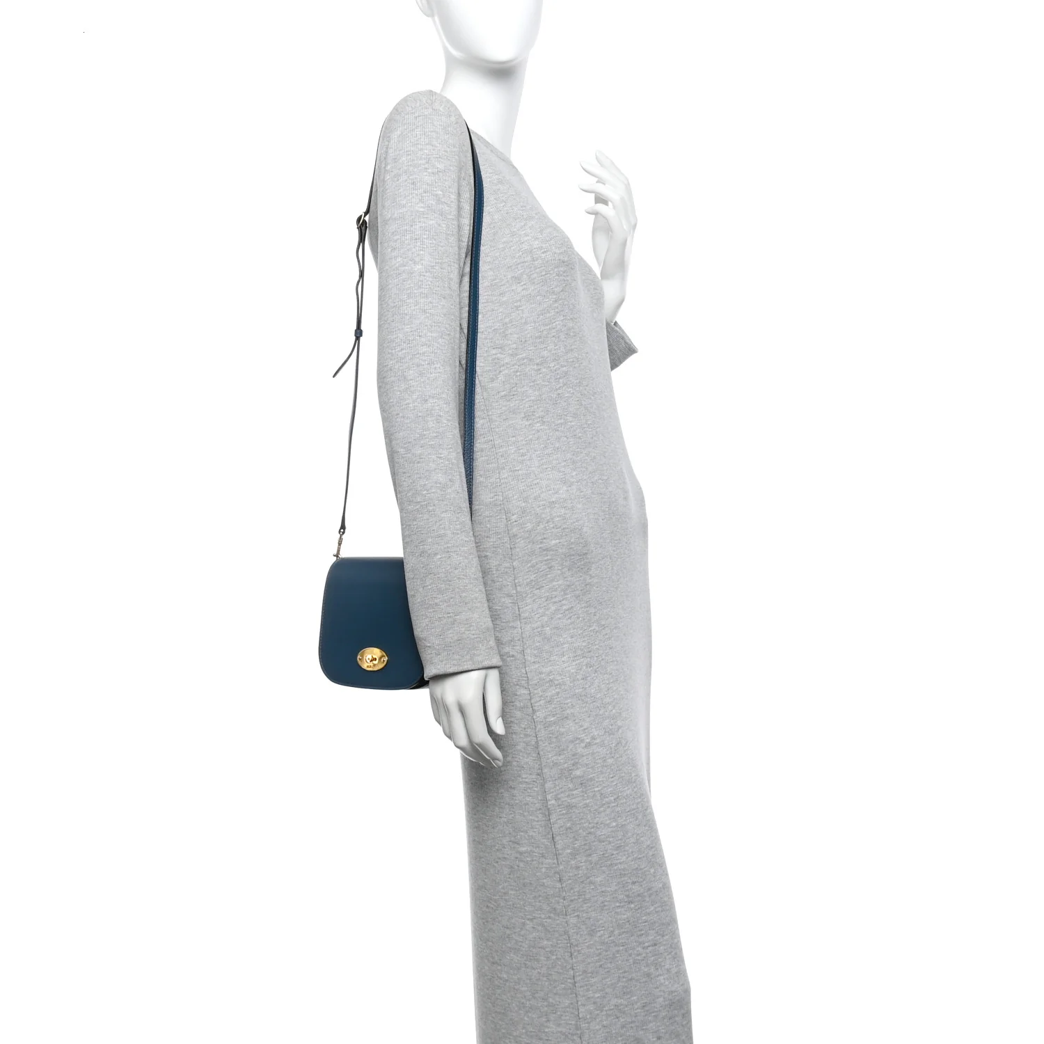 Small Classic Grain Calfskin Small Darley Satchel Blue - Image 2