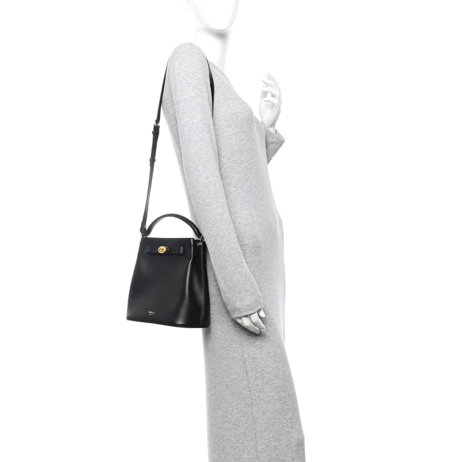 Small Classic Grain Islington Bucket Bag Black - Image 2