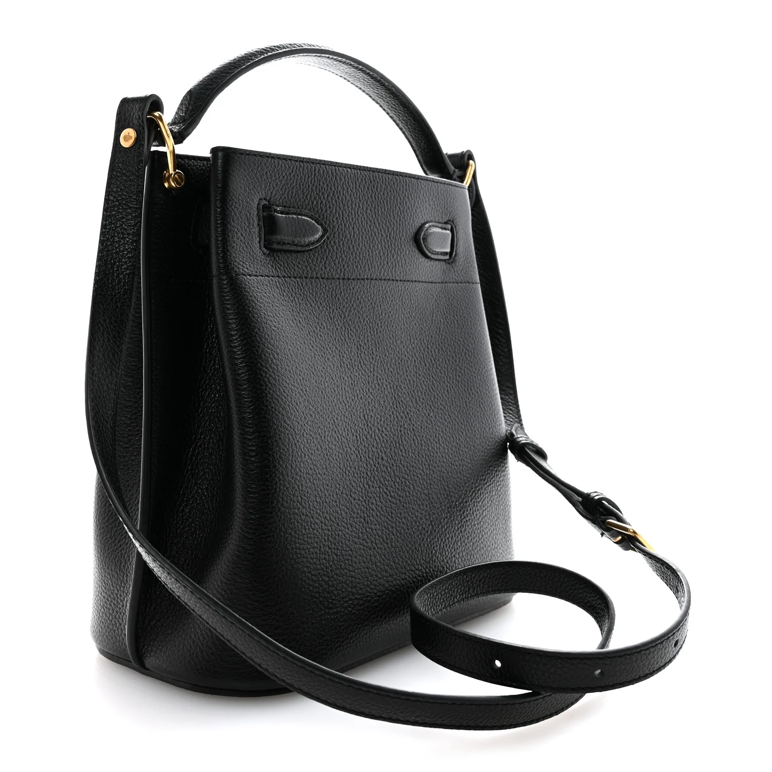 Small Classic Grain Islington Bucket Bag Black - Image 3