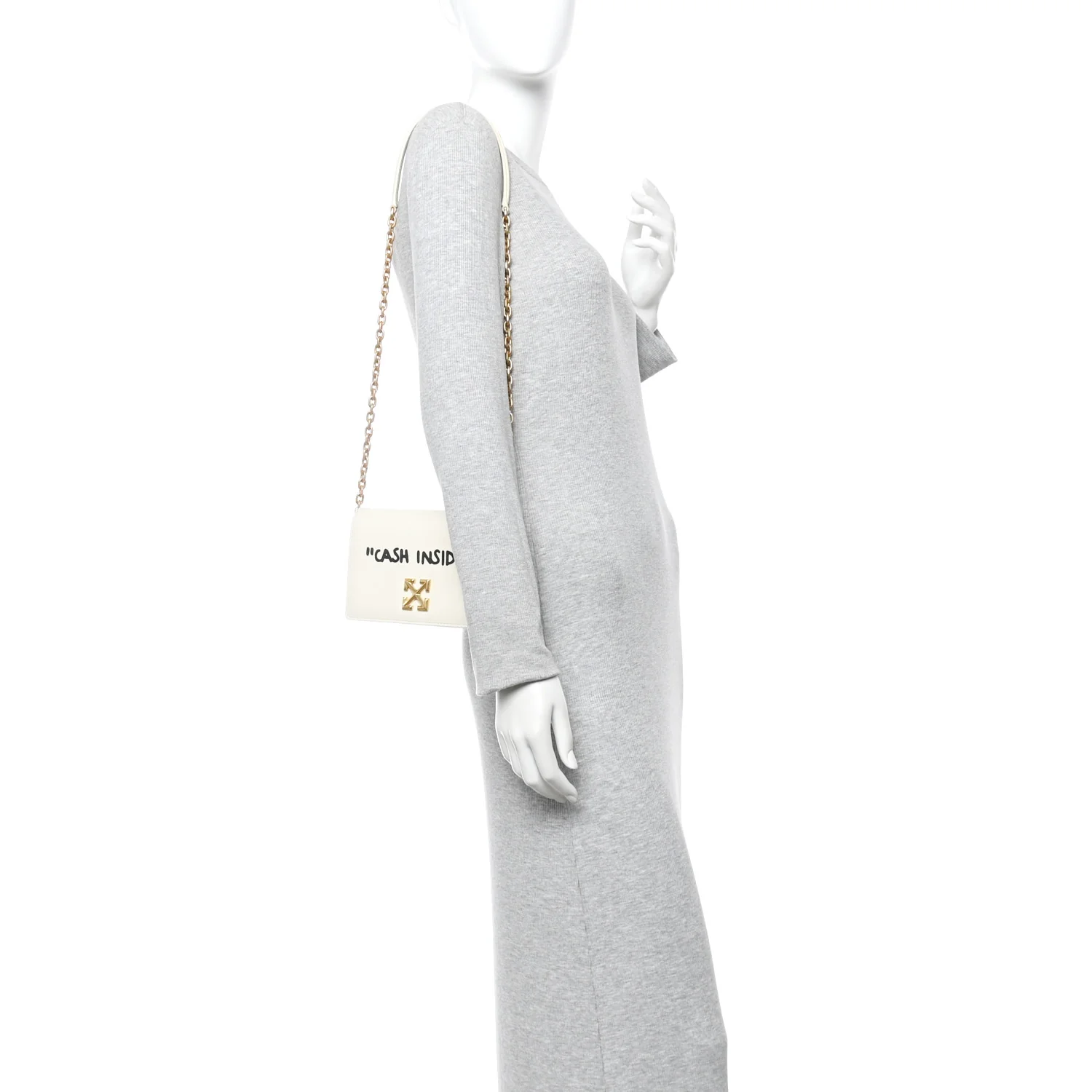 Calfskin Jitney 0.5 Cash Inside Crossbody Bag White - Image 2
