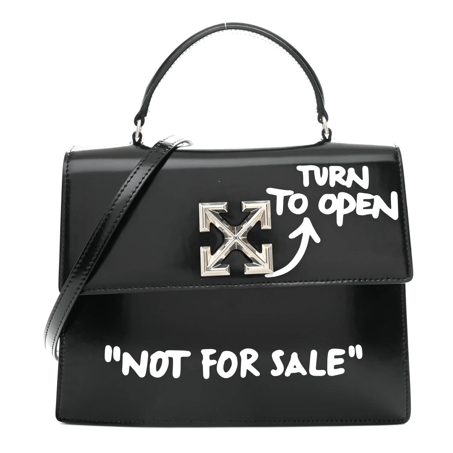 Calfskin Jitney 2.8 Not For Sale Top Handle Bag Black White