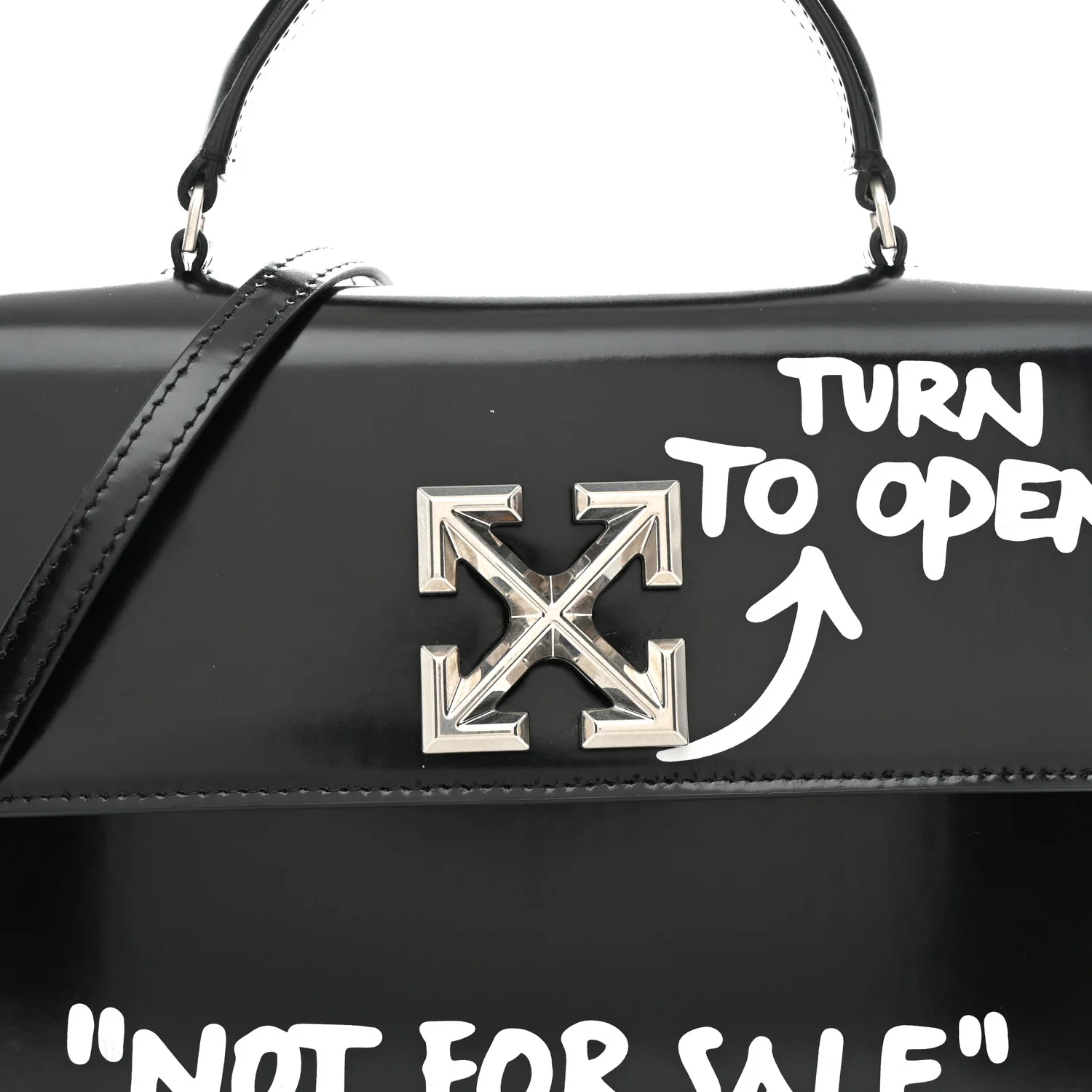 Calfskin Jitney 2.8 Not For Sale Top Handle Bag Black White - Image 14