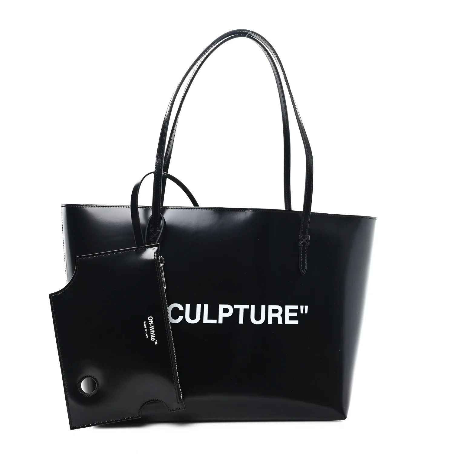 Calfskin Sculpture Day Off Tote Bag Black White - Image 2