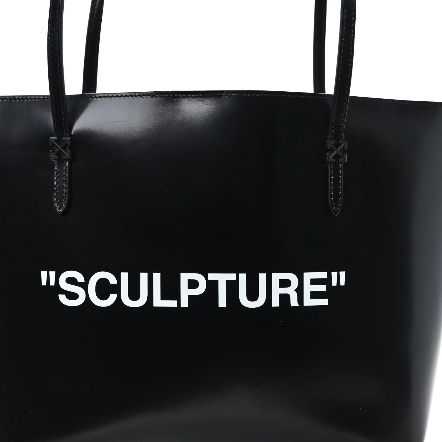 Calfskin Sculpture Day Off Tote Bag Black White - Image 8