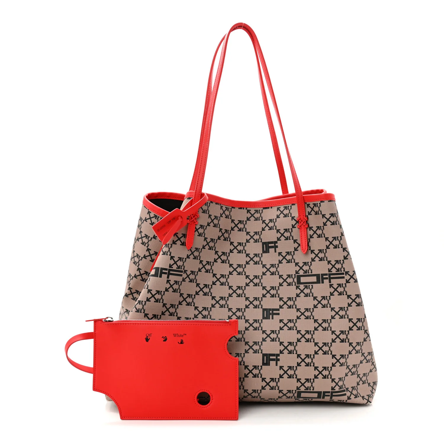 Coated Canvas Arrow Print Day Off Tote Bag Beige - Image 5