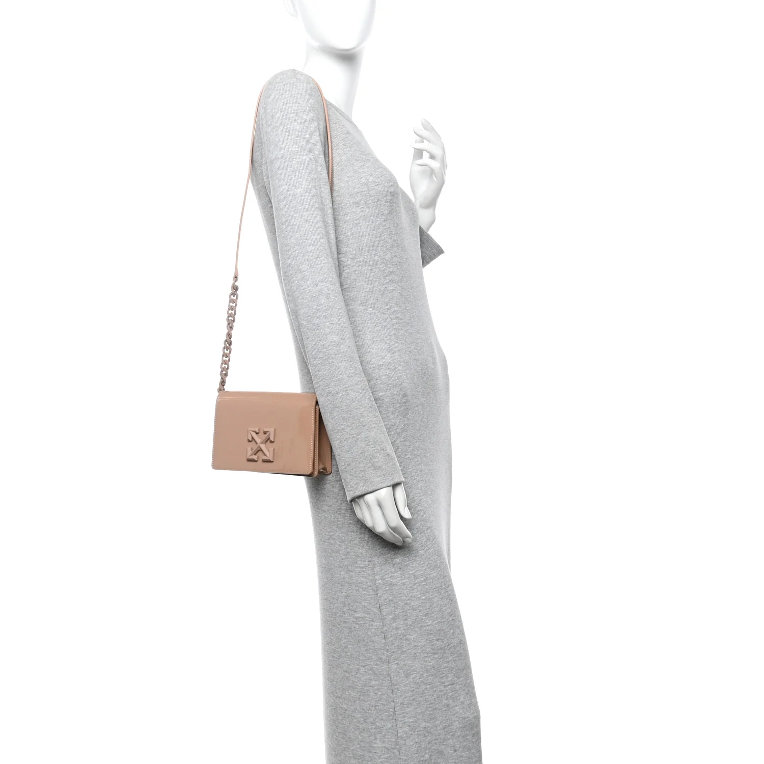 OFF WHITE Patent Jitney 0.5 Crossbody Bag Nude - Image 2