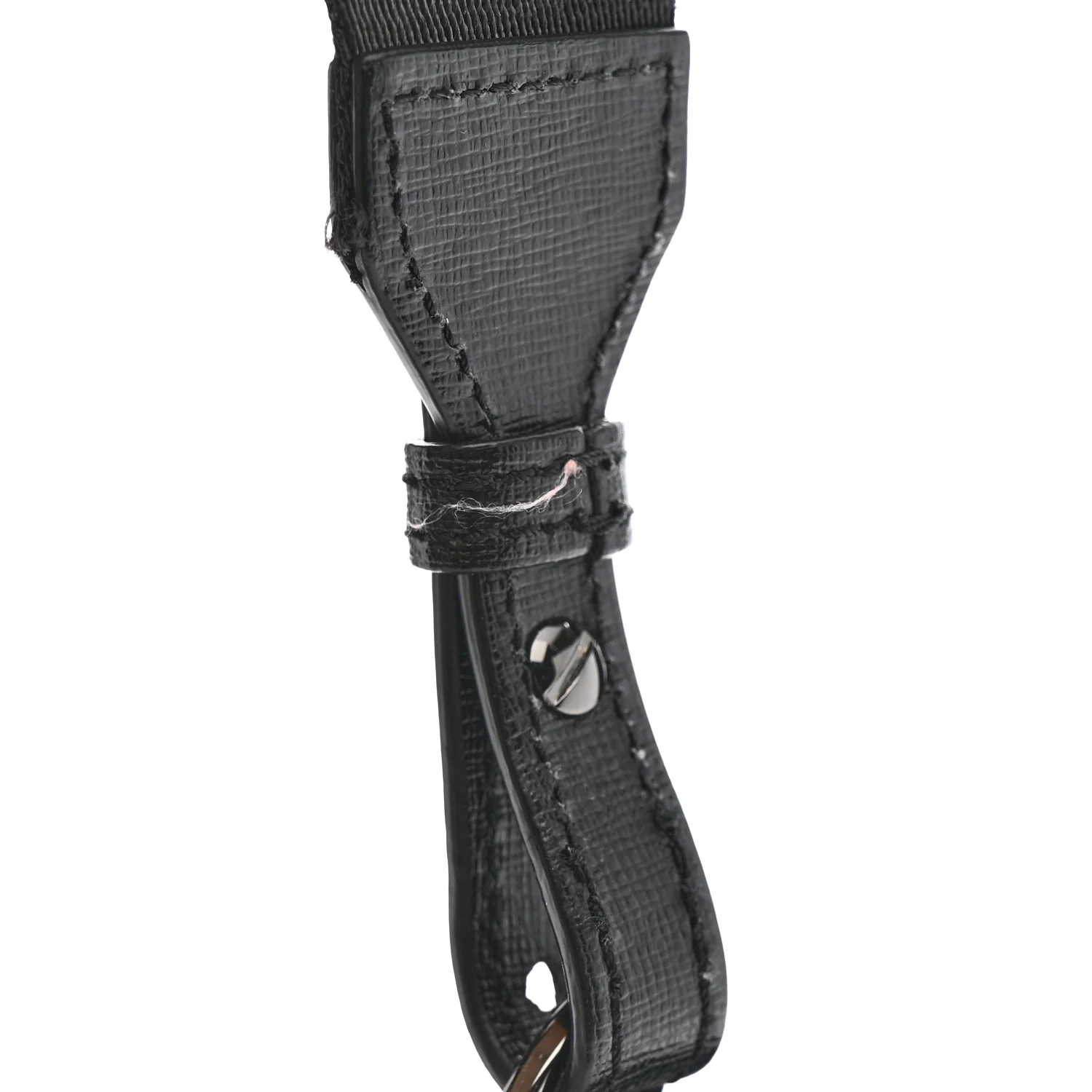 Saffiano Striped Mini Diag Binder Clip Bag Black White - Image 11