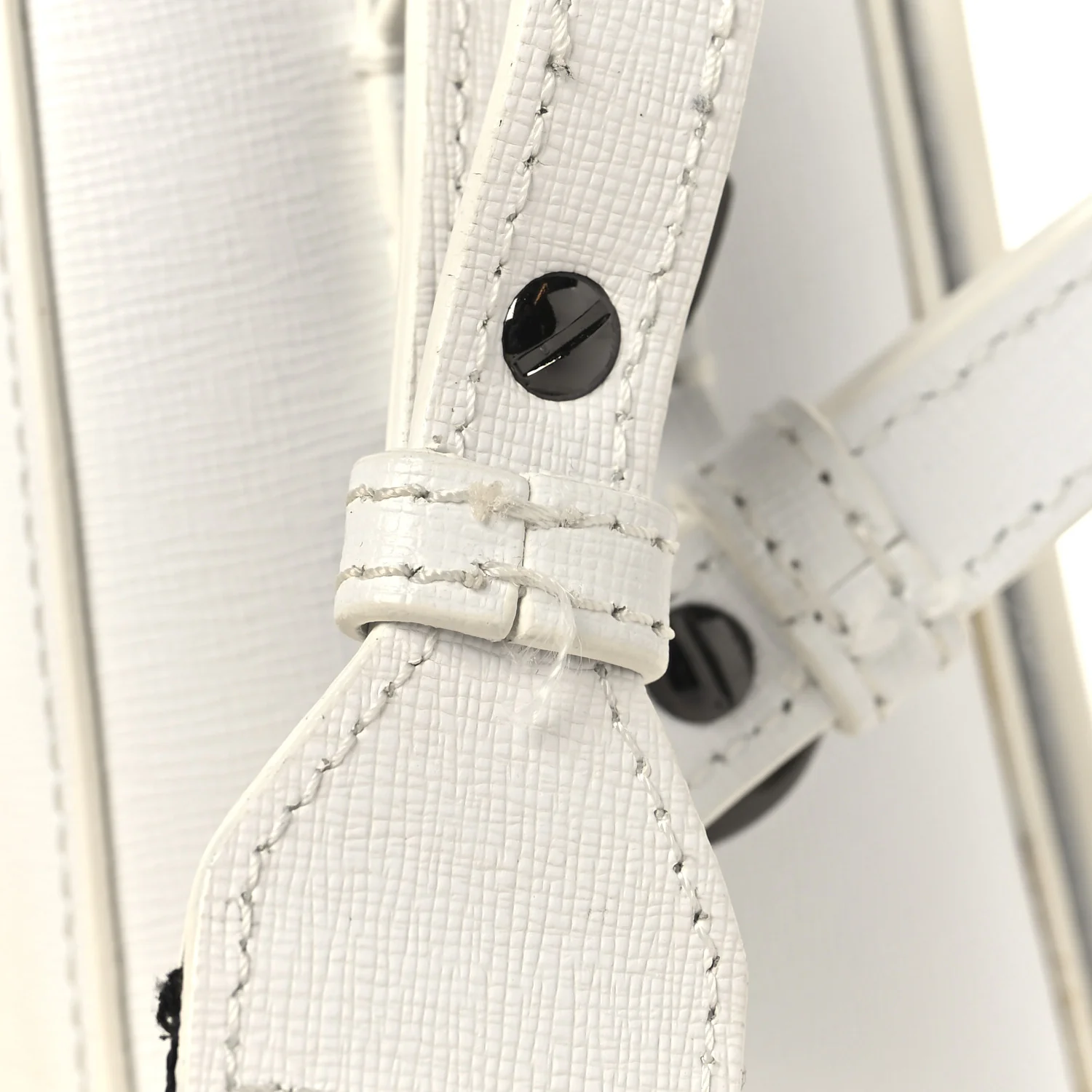Saffiano Striped Mini Diag Binder Clip Bag White Black - Image 12