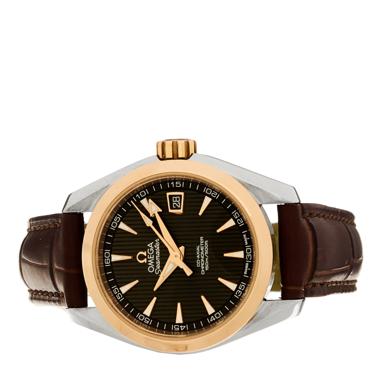 Stainless Steel 18K Yellow Gold Alligator 30mm Seamaster Aqua Terra 150M Automatic Watch Grey 231.23.30.20.06.002 - Image 2
