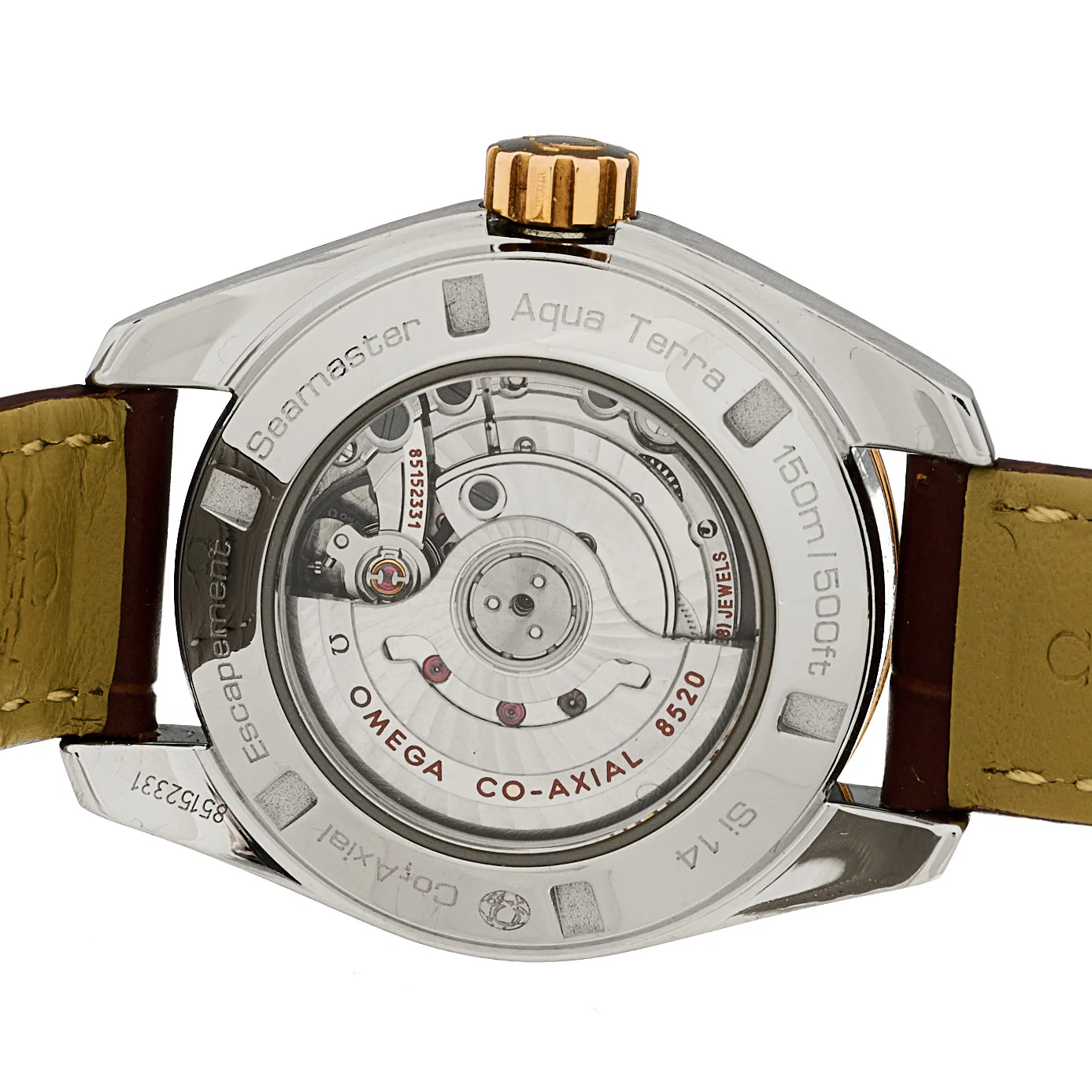 Stainless Steel 18K Yellow Gold Alligator 30mm Seamaster Aqua Terra 150M Automatic Watch Grey 231.23.30.20.06.002 - Image 4