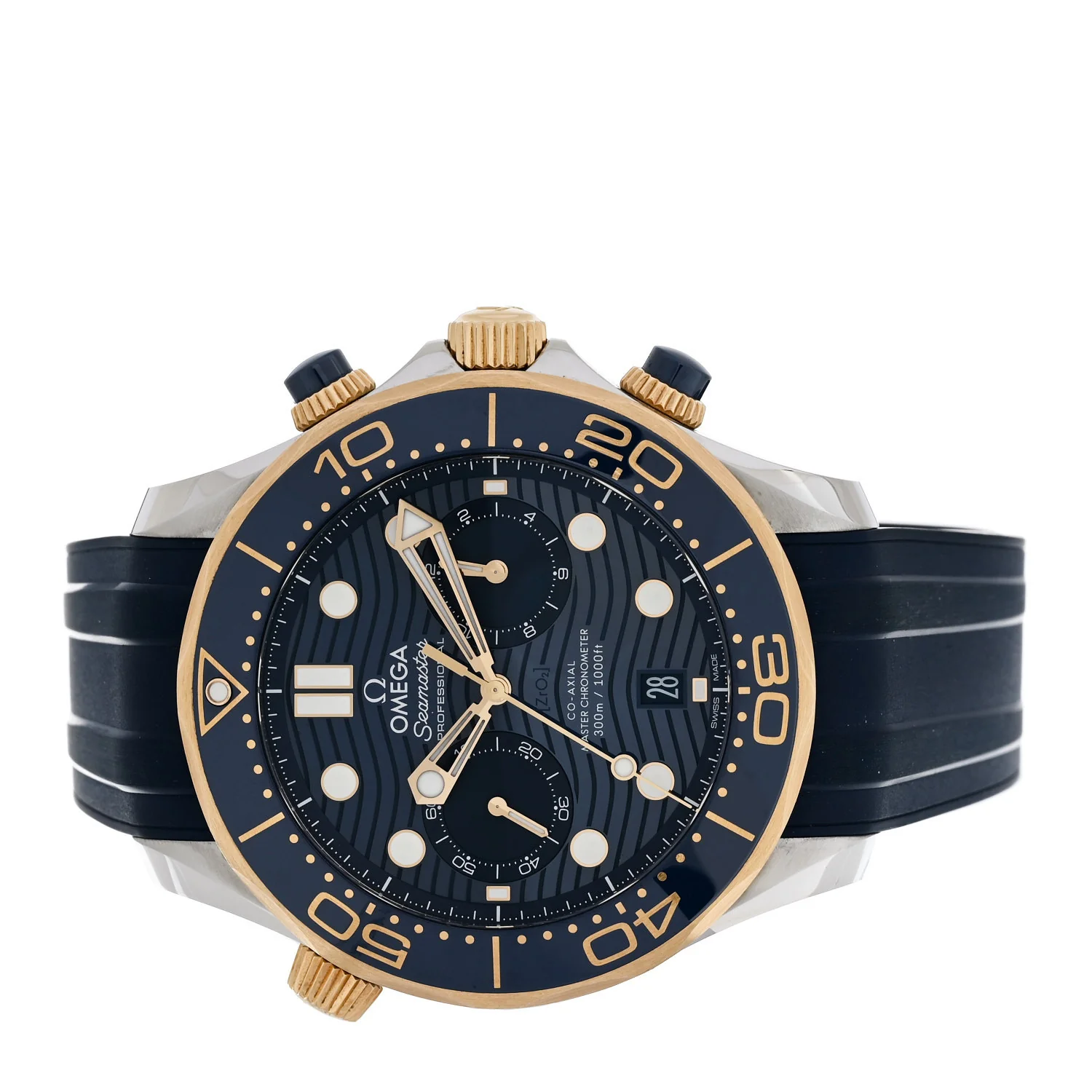 Stainless Steel 18K Yellow Gold Rubber 44mm Seamaster Diver 300M Co-Axial Master Chronometer Automatic Watch Blue 210.22.44.51.03.001 - Image 2