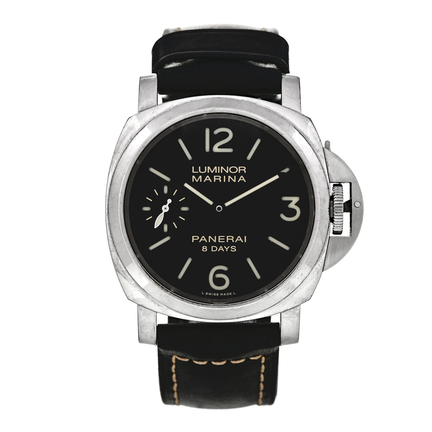 Stainless Steel Calfskin 44mm Luminor Marina Manual Winding Watch Black PAM00510